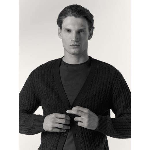 Reserved - Wełniany kardigan - bordowy ze sklepu Reserved w kategorii Swetry męskie - zdjęcie 187303662