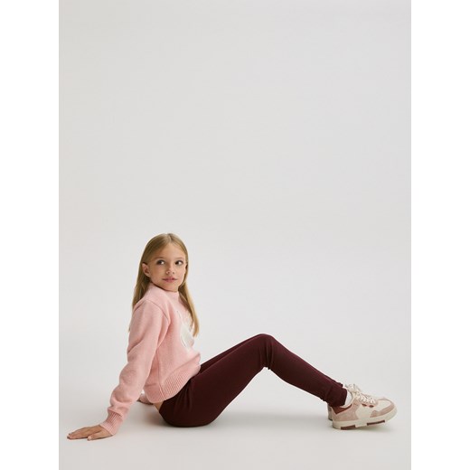 Reserved - Bawełniane legginsy w prążek - bordowy - id: 736BF-83X - marki Reserved - 187304764 Reserved - Bawełniane legginsy w prążek - bordowy ze sklepu Reserved w kategorii Spodnie dziewczęce - zdjęcie 187304764