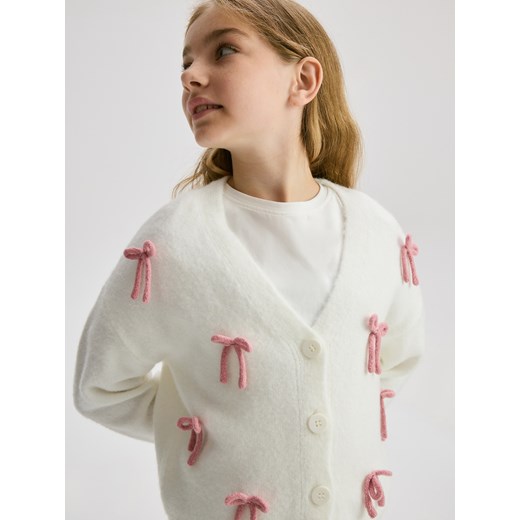 Reserved - Kardigan z kokardkami - złamana biel ze sklepu Reserved w kategorii Swetry dziewczęce - zdjęcie 187304780