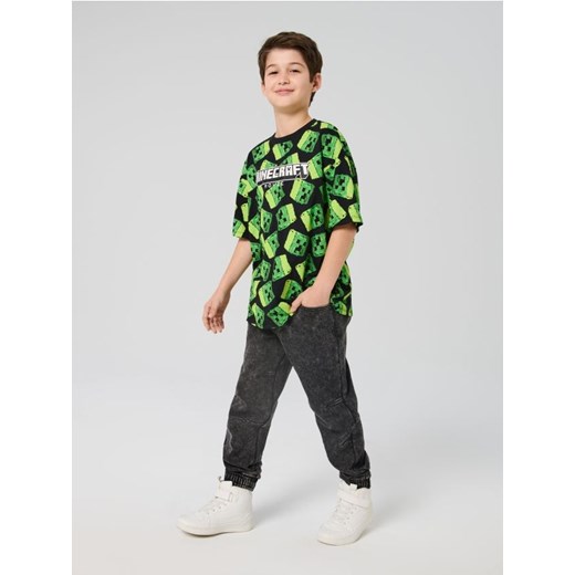 Sinsay - Bawełniana koszulka z napisem Minecraft - czarny ze sklepu Sinsay w kategorii T-shirty chłopięce - zdjęcie 187305981