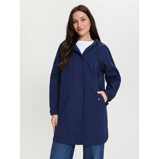 Sinsay - Kurtka parka z kapturem - granatowy Sinsay S Sinsay