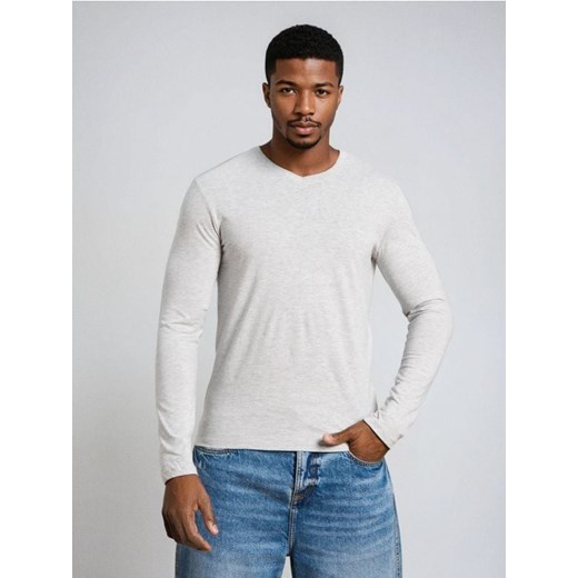 Sinsay - Bawełniana koszulka basic - szary ze sklepu Sinsay w kategorii T-shirty męskie - zdjęcie 187306074