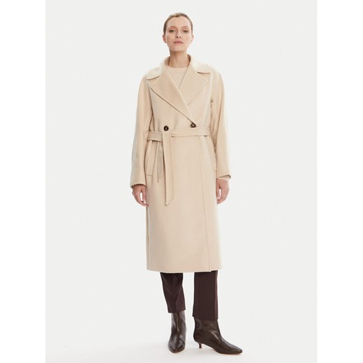 Weekend Max Mara Płaszcz wełniany Resina 2525016031 Beżowy Regular Fit ze sklepu MODIVO w kategorii Płaszcze damskie - zdjęcie 187306300