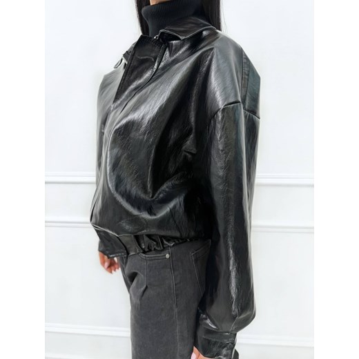 Czarna Kurtka Bomberka z Ekoskóry Modnakiecka.pl 44 ModnaKiecka.pl