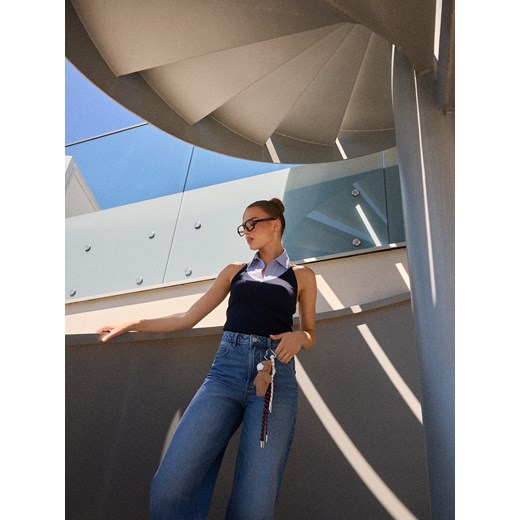 Mohito - Jeansy wide leg - granatowy ze sklepu Mohito w kategorii Jeansy damskie - zdjęcie 187308052