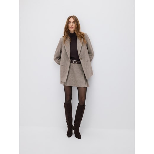 Reserved - Spódnica mini z wełną - beżowy ze sklepu Reserved w kategorii Spódnice - zdjęcie 187308191