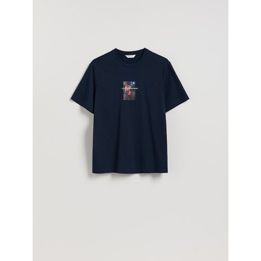 Reserved - T-shirt regular ze świątecznym nadrukiem - granatowy ze sklepu Reserved w kategorii T-shirty męskie - zdjęcie 187308270