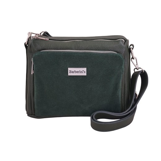 Codzienna torebka ze skóry naturalnej z zamszem - Zielona ciemna - id: 11810n - marki Barberini's - 187308704 Codzienna torebka ze skóry naturalnej z zamszem - Zielona ciemna ze sklepu butyolivier w kategorii Listonoszki - zdjęcie 187308704