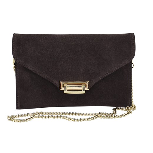 Stylowa kopertówka zamszowa Barberinis - Brązowa ciemna - id: 11803n - marki Barberini's - 187308762 Stylowa kopertówka zamszowa Barberinis - Brązowa ciemna ze sklepu butyolivier w kategorii Listonoszki - zdjęcie 187308762