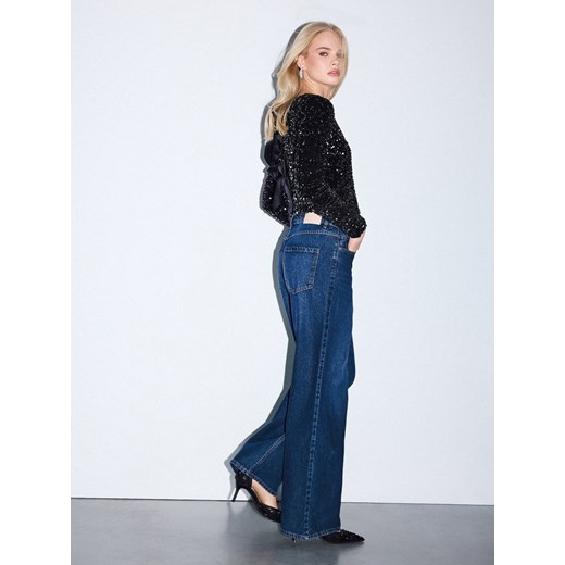 Mohito - Jeansy wide leg - granatowy ze sklepu Mohito w kategorii Jeansy damskie - zdjęcie 187311780