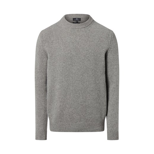 Nils Sundström Sweter męski Mężczyźni wełna ze strzyży szary marmurkowy ze sklepu vangraaf w kategorii Swetry męskie - zdjęcie 187311850