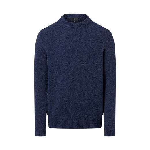 Nils Sundström Sweter męski Mężczyźni wełna ze strzyży indygo marmurkowy ze sklepu vangraaf w kategorii Swetry męskie - zdjęcie 187311852