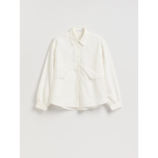 Reserved - Bawełniana koszula z haftem - biały ze sklepu Reserved w kategorii Koszule damskie - zdjęcie 187311980