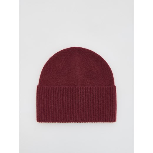 Reserved - Czapka z wełną i kaszmirem - burgundowy ze sklepu Reserved w kategorii Czapki zimowe damskie - zdjęcie 187312052