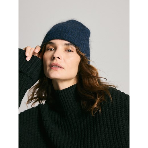 Reserved - Czapka z wełną i moherem - granatowy ze sklepu Reserved w kategorii Czapki zimowe damskie - zdjęcie 187312073