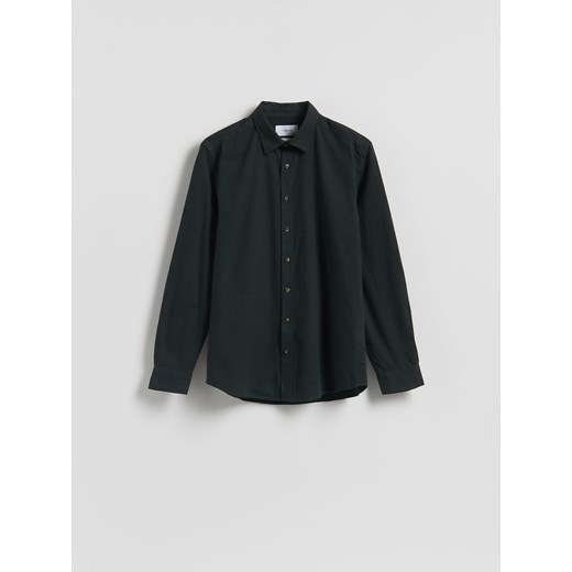 Reserved - Bawełniana koszula regular fit - ciemnozielony ze sklepu Reserved w kategorii Koszule męskie - zdjęcie 187312242