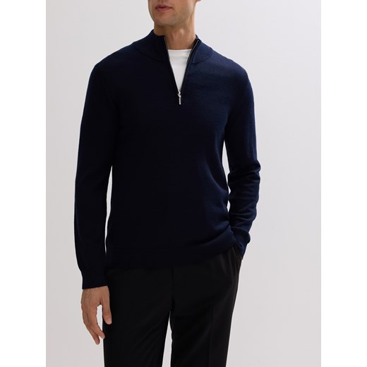 Reserved - Rozpinany sweter z wełny merino - granatowy Reserved M Reserved