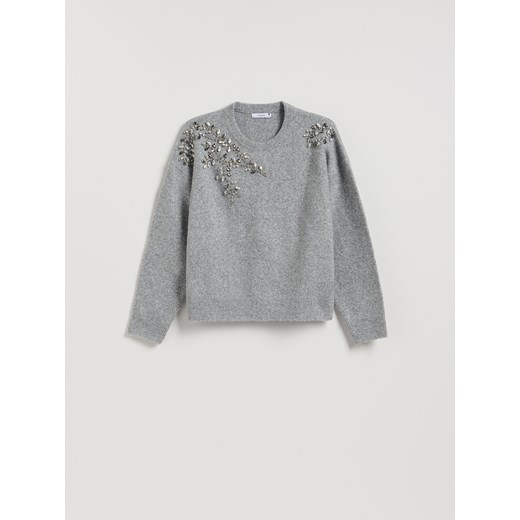 Reserved - Sweter z ozdobnymi aplikacjami - jasnoszary ze sklepu Reserved w kategorii Swetry damskie - zdjęcie 187312461