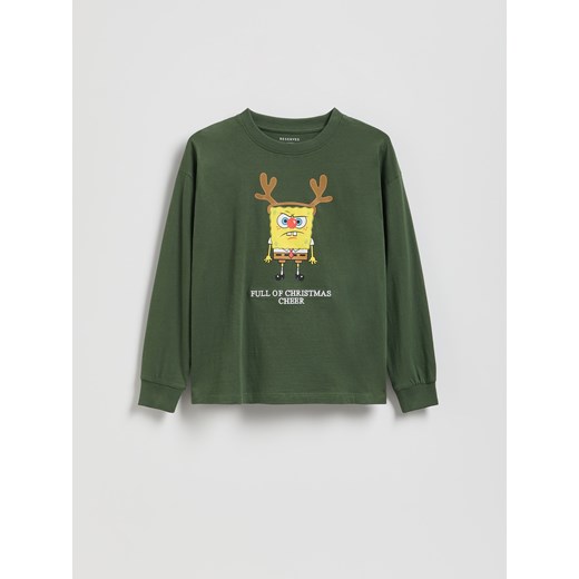 Reserved - Longsleeve Spongebob - ciemnozielony ze sklepu Reserved w kategorii T-shirty chłopięce - zdjęcie 187312571
