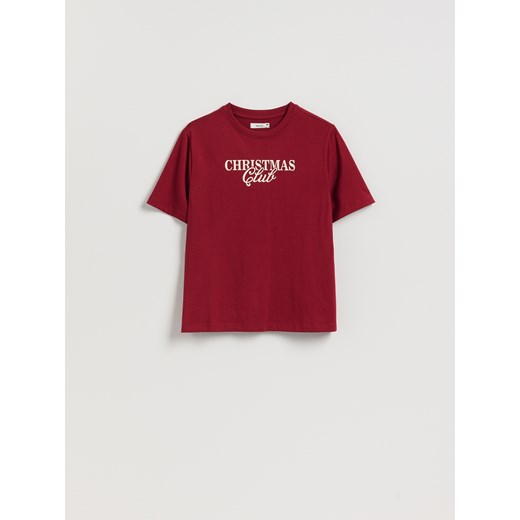 Reserved - T-shirt ze świątecznym motywem - bordowy Reserved XS Reserved