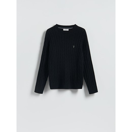 Reserved - Sweter z warkoczowym splotem - czarny Reserved XL Reserved