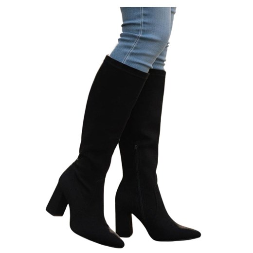 Klasyczne czarne kozaki damskie na obcasie /F3-2 18385 W456/ 36 Pantofelek24.pl