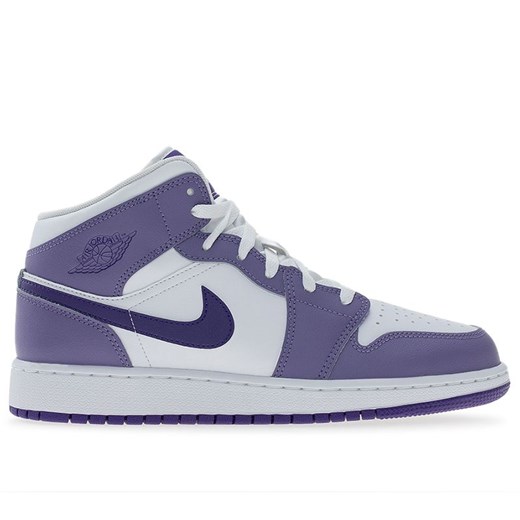 Buty młodzieżowe Nike Air Jordan 1 Mid DQ8423-500 - biało-fioletowe ze sklepu streetstyle24.pl w kategorii Buty sportowe dziecięce - zdjęcie 187312843