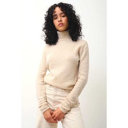 AUTHENTIC CASHMERE Kaszmirowy golf "Bise" w kolorze kremowym M wyprzedaż Limango Polska