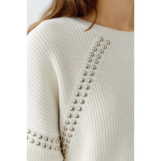 Oui Sweter w kolorze kremowym 38 okazyjna cena Limango Polska