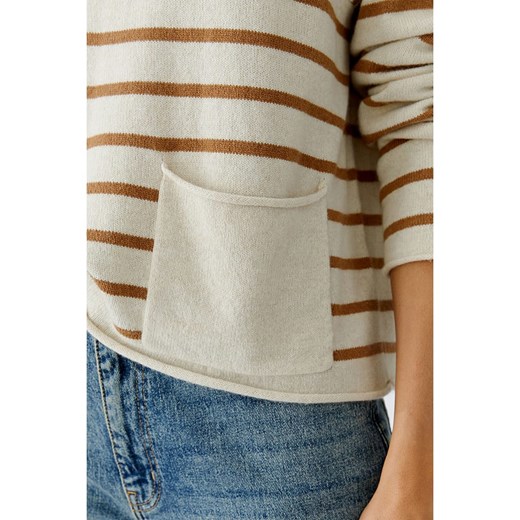 Oui Sweter w kolorze karmelowo-kremowym 34 wyprzedaż Limango Polska