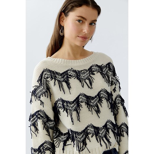Oui Sweter w kolorze biało-granatowym 38 Limango Polska wyprzedaż