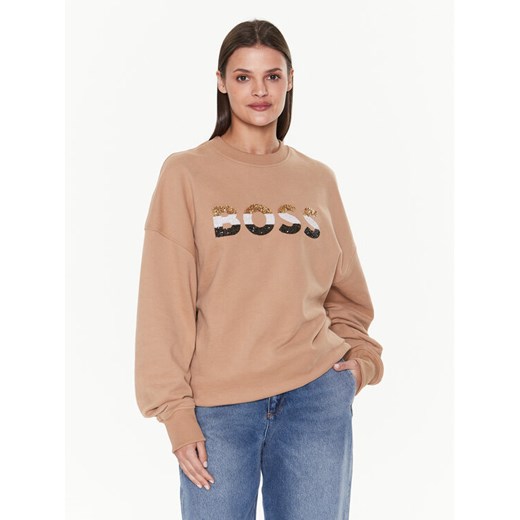 Boss Bluza Ecomy 50485251 Brązowy Oversize ze sklepu MODIVO w kategorii Bluzy damskie - zdjęcie 187314064