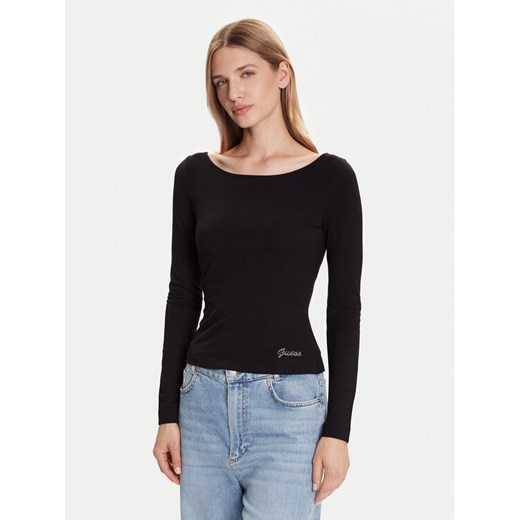 Guess Bluzka W5BP46 KCYV2 Czarny Slim Fit - id: 0000305463715 - marki Guess - 187314121 Guess Bluzka W5BP46 KCYV2 Czarny Slim Fit ze sklepu MODIVO w kategorii Bluzki damskie - zdjęcie 187314121