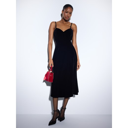 Mohito - Welurowa sukienka midi - czarny Mohito 40 Mohito