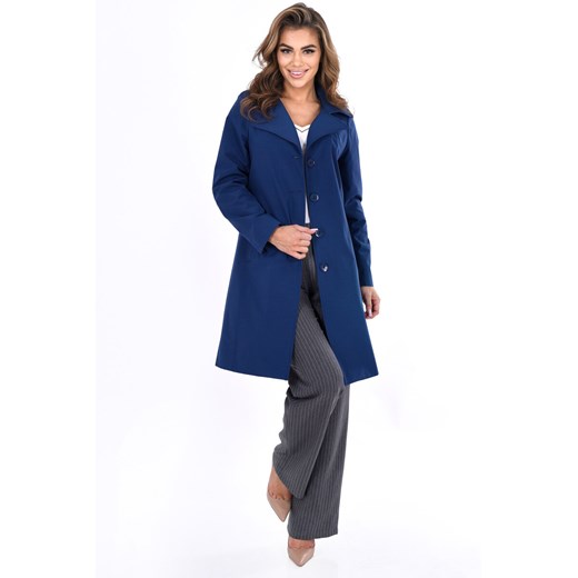 Płaszcz FPL1132 GRANATOWY ze sklepu fokus.pl w kategorii Płaszcze damskie - zdjęcie 187314680