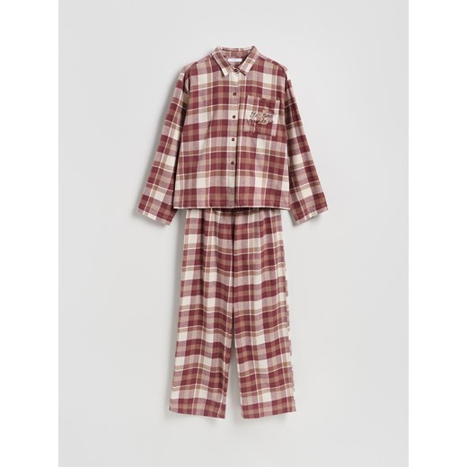 Reserved - Dwuczęściowa piżama w kratkę - fioletowy ze sklepu Reserved w kategorii Piżamy damskie - zdjęcie 187314942
