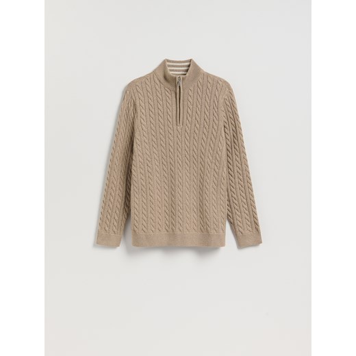 Reserved - Sweter z domieszką wełny - beżowy ze sklepu Reserved w kategorii Swetry męskie - zdjęcie 187314944