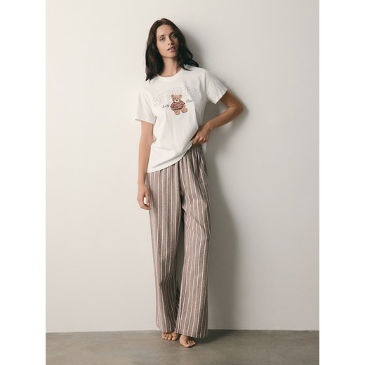 Reserved - Dwuczęściowa piżama z nadrukiem - brązowy ze sklepu Reserved w kategorii Piżamy damskie - zdjęcie 187315020
