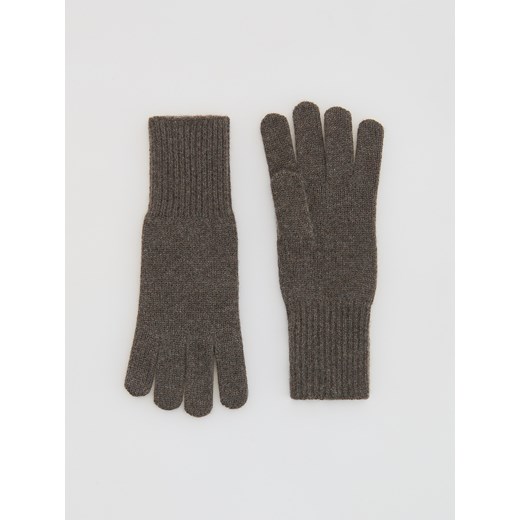 Reserved - Wełniane rękawiczki z dodatkiem kaszmiru - brązowy ze sklepu Reserved w kategorii Rękawiczki damskie - zdjęcie 187315051