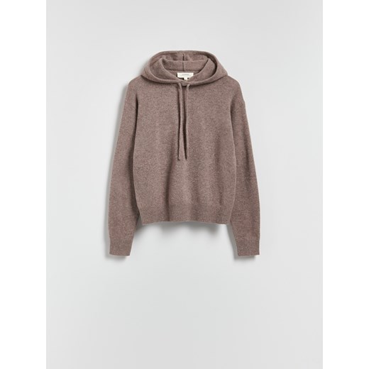 Reserved - Wełniany sweter z kapturem - brązowy ze sklepu Reserved w kategorii Swetry damskie - zdjęcie 187315091