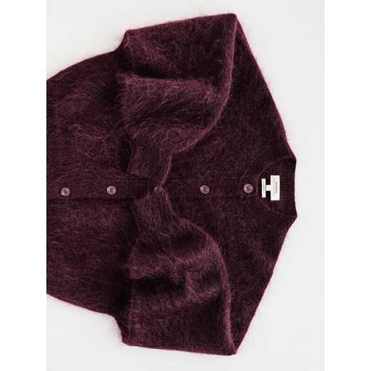 Reserved - Kardigan z moherem - mahoniowy ze sklepu Reserved w kategorii Swetry damskie - zdjęcie 187315132
