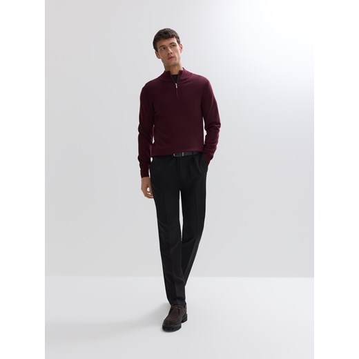 Reserved - Rozpinany sweter z wełny merino - bordowy Reserved M Reserved