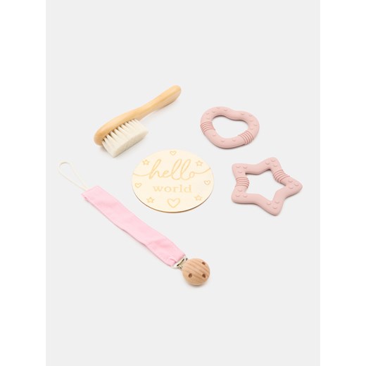 Sinsay - Zestaw niemowlęcy: uchyt na smoczek, szczotka do włosów, gryzak, Sinsay One Size Sinsay