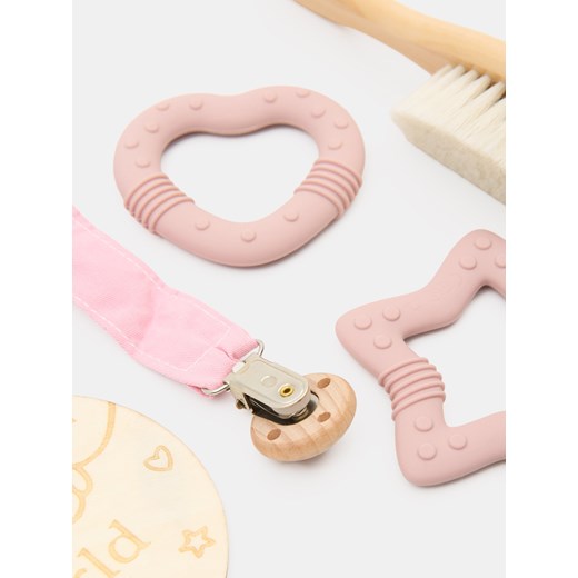 Sinsay - Zestaw niemowlęcy: uchyt na smoczek, szczotka do włosów, gryzak, Sinsay One Size Sinsay