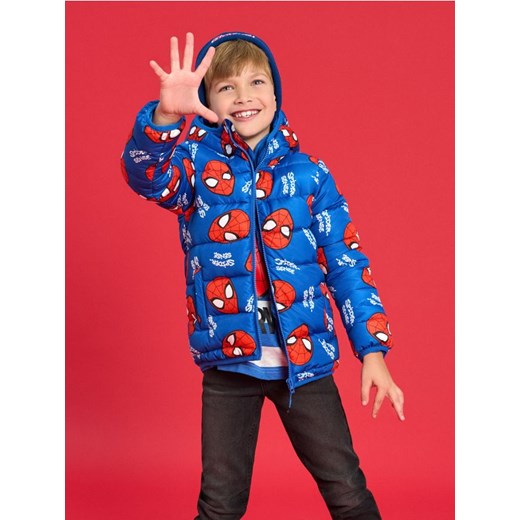 Sinsay - Pikowana kurtka z kapturem Spider-Man - niebieski ze sklepu Sinsay w kategorii Kurtki chłopięce - zdjęcie 187316003