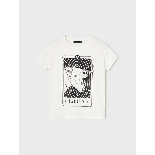 Sinsay - Bawełniana koszulka z nadrukiem - biały - id: 8131J-00P - marki Sinsay - 187316082 Sinsay - Bawełniana koszulka z nadrukiem - biały ze sklepu Sinsay w kategorii Bluzki damskie - zdjęcie 187316082