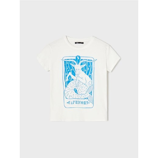 Sinsay - Bawełniana koszulka z nadrukiem - biały ze sklepu Sinsay w kategorii Bluzki damskie - zdjęcie 187316083