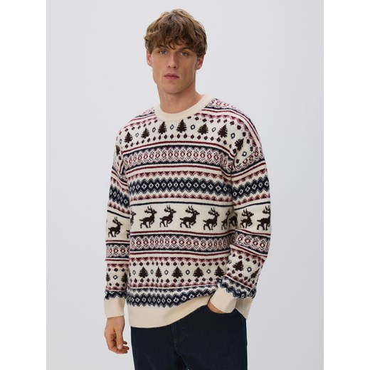 Reserved - Sweter ze świątecznym motywem - wielobarwny ze sklepu Reserved w kategorii Swetry męskie - zdjęcie 187316533