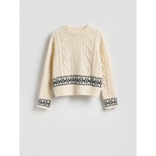 Reserved - Wełniany sweter - złamana biel ze sklepu Reserved w kategorii Swetry damskie - zdjęcie 187316553