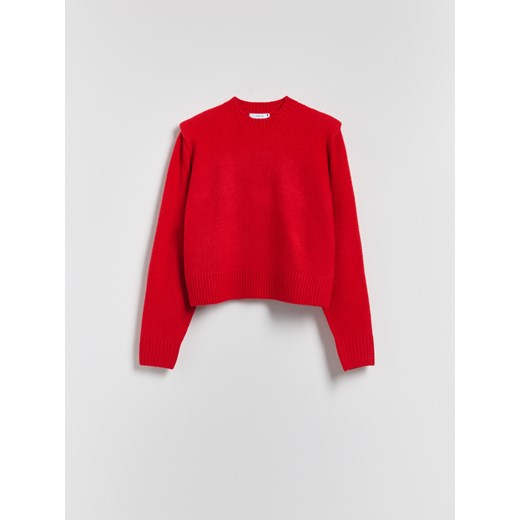 Reserved - Sweter z poduszkami na ramionach - czerwony ze sklepu Reserved w kategorii Swetry damskie - zdjęcie 187316561